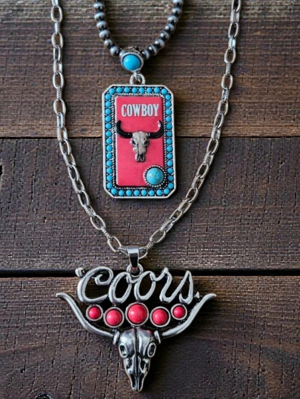 COORS AND COWBOY NECKLACE SET - Picture 2 of 5